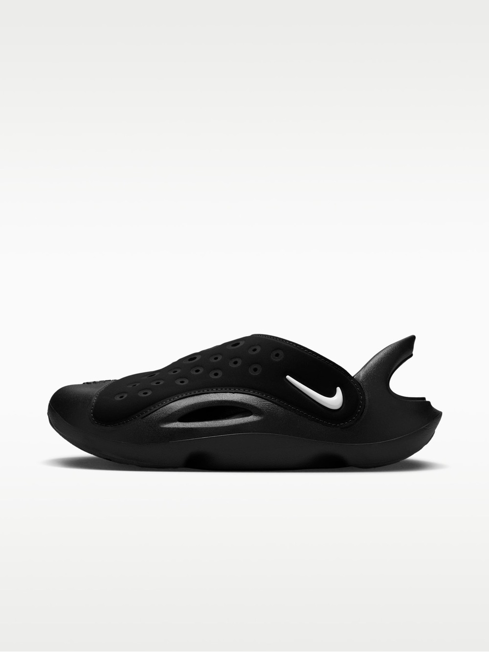 Nike Kids' Black Slide Sandal with White Swoosh Accent Aqua Swoosh